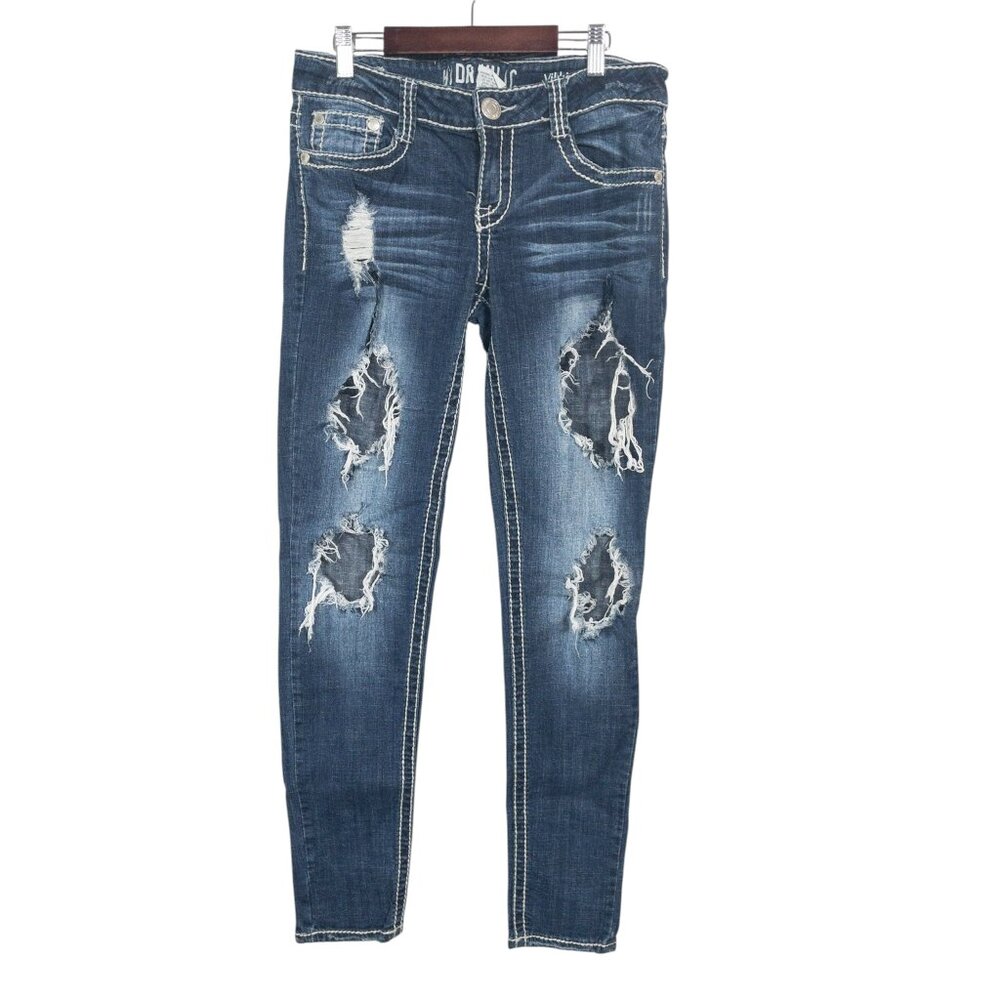Hydraulic Junios Distressed Ripped Jeans Dark Wash Skinny Legging SZ 11/12 Y2K